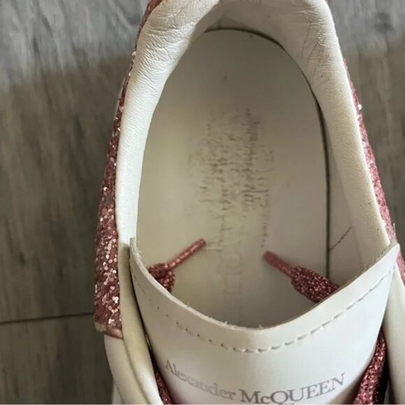 ALEXANDER MCQUEEN - OVERSIZED SNEAKERS WHITE LEATHER PINK GLITTER 40.5 D ITALY - Picture 10 of 14